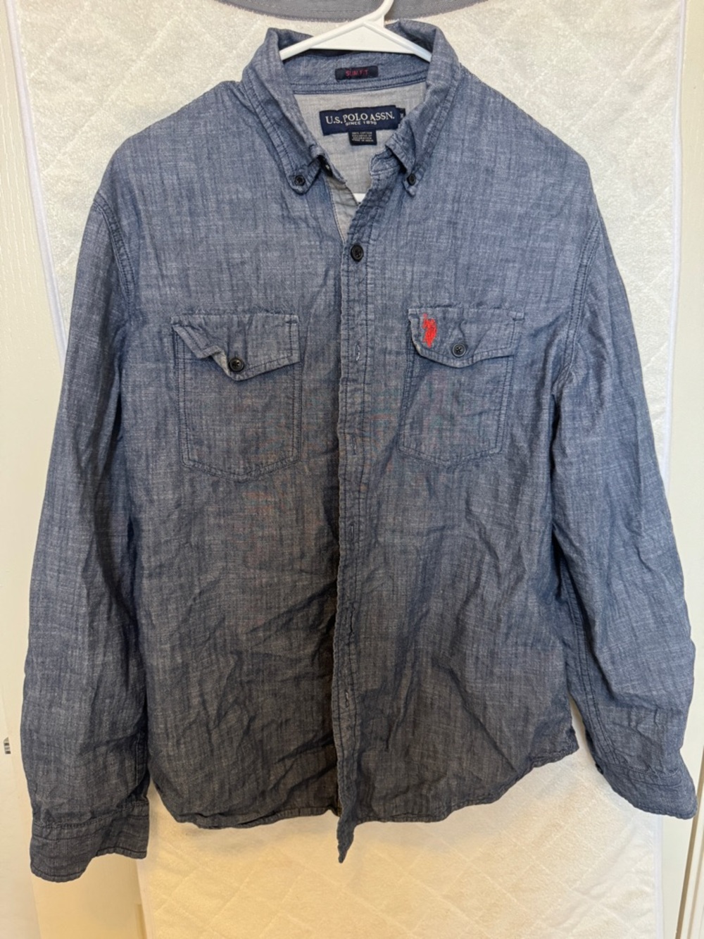 U.S. Polo Assn. Lightweight Chambray Shirt Jacket in Denim Blue